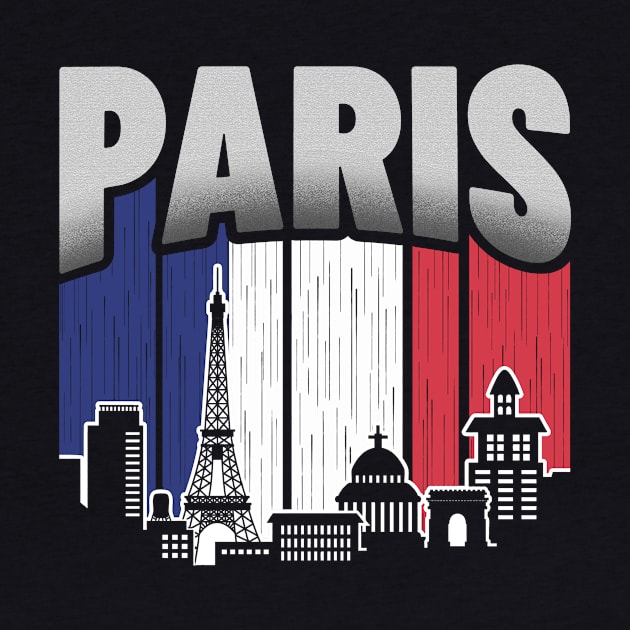 Paris France Skyline Vintage Flag by travel2xplanet